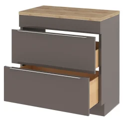 GoodHome Plan de toilette Hartland L. 80 cm chêne
