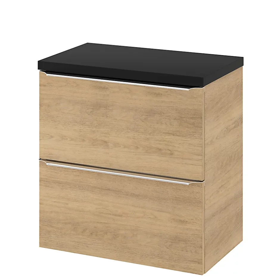 GoodHome Plan de toilette L.60,5 x l.45,5 cm, noir mat, Cadelia