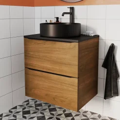 GoodHome Plan de toilette L.60,5 x l.45,5 cm, noir mat, Cadelia