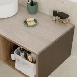 GoodHome Plan de toilette L.140 x l.45 x ép.2 cm effet travertin Cadélia