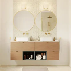 GoodHome Plan de toilette L.80 x l.45 x ép.2 cm, effet marbre beige, Cadélia