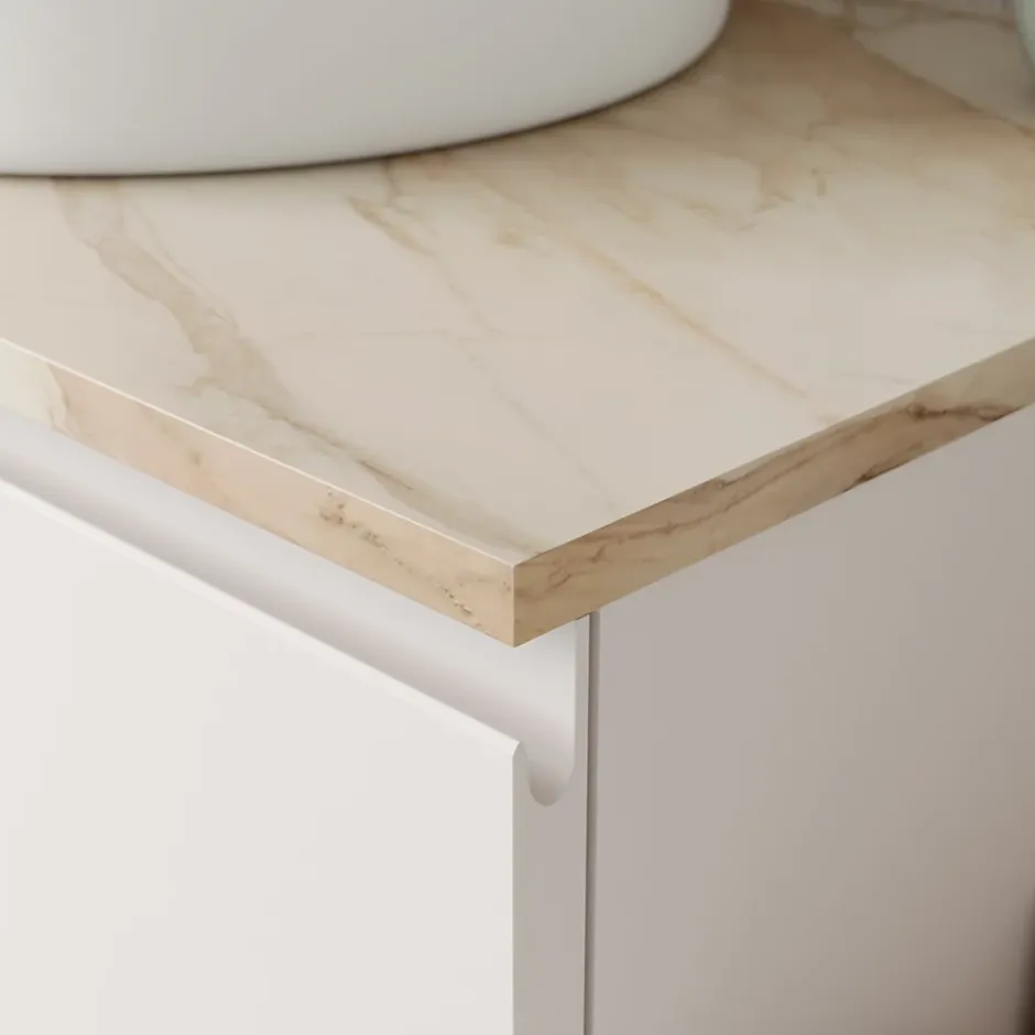 GoodHome Plan de toilette L.80 x l.45 x ép.2 cm, effet marbre beige, Cadélia