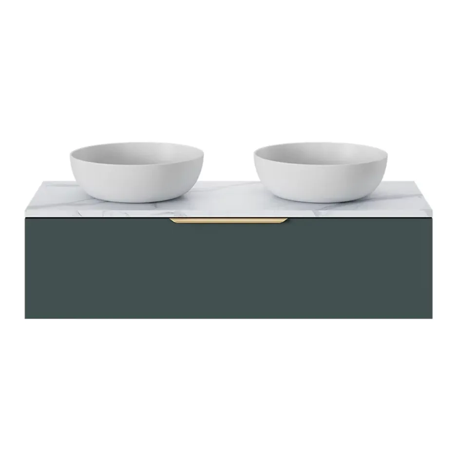 GoodHome Plan de toilette L.120 x l.45 x ép.2 cm effet marbre blanc Cadélia