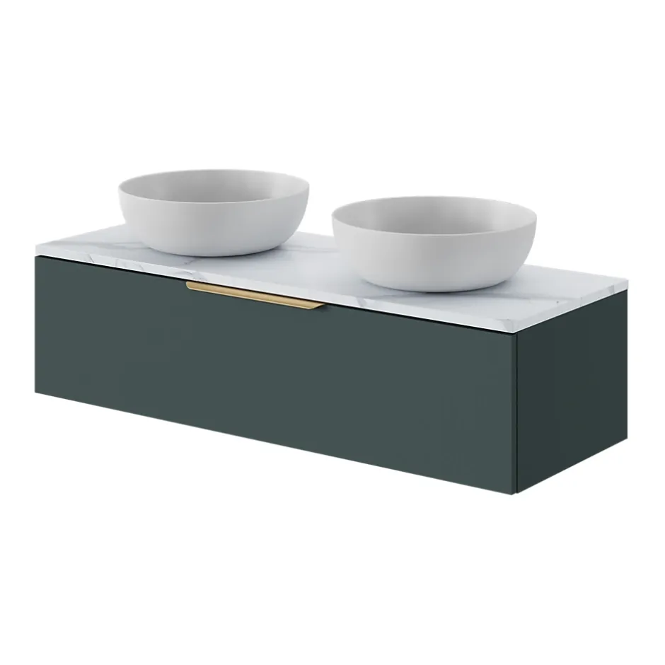GoodHome Plan de toilette L.120 x l.45 x ép.2 cm effet marbre blanc Cadélia