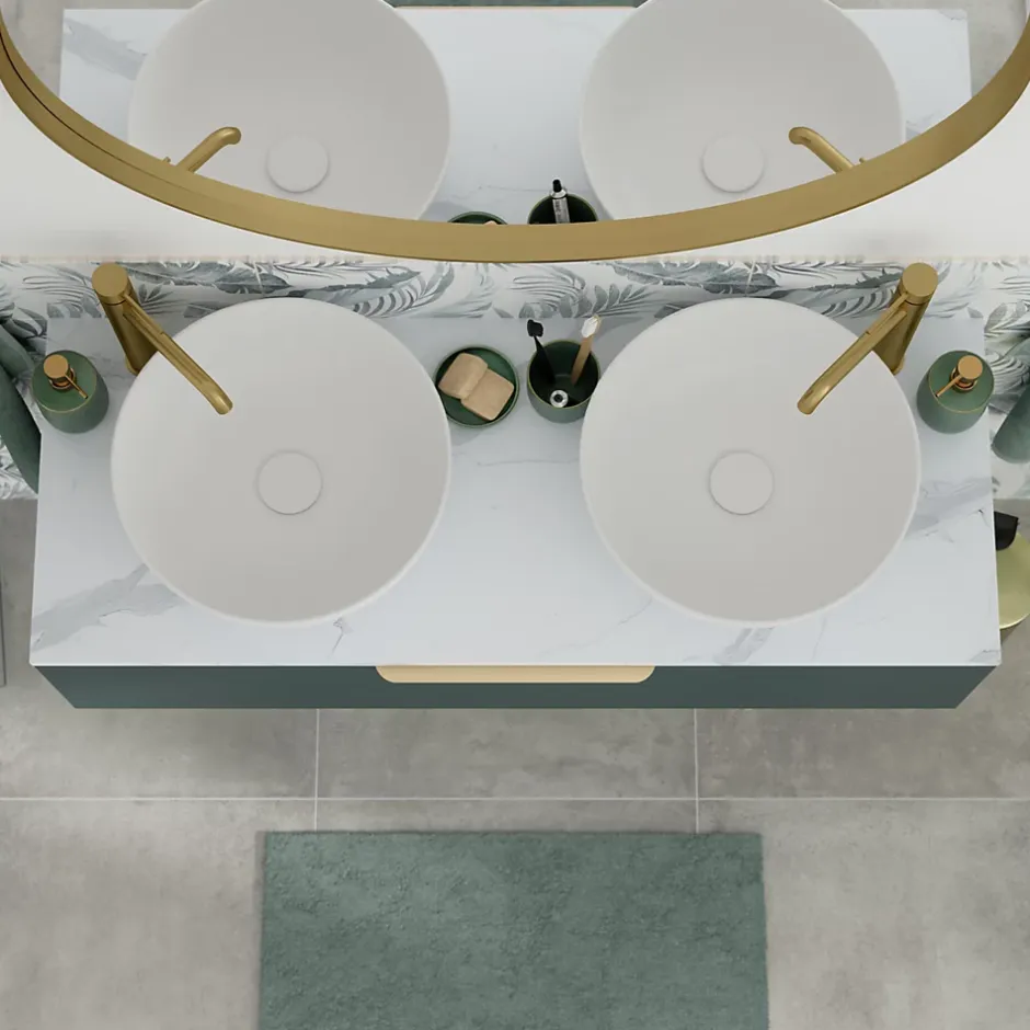 GoodHome Plan de toilette L.120 x l.45 x ép.2 cm effet marbre blanc Cadélia