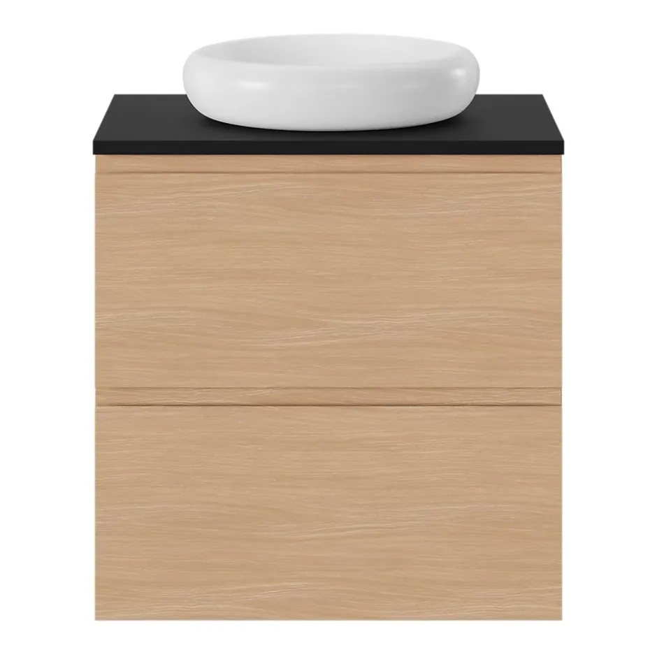 GoodHome Plan de toilette L.60 x l.45 x ép.18 cm noir mat Kentia