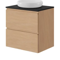 GoodHome Plan de toilette L.60 x l.45 x ép.18 cm noir mat Kentia