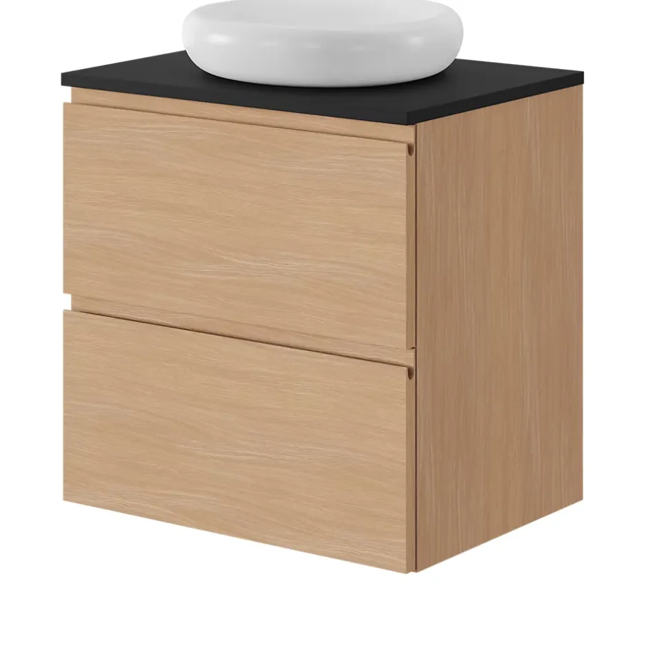 GoodHome Plan de toilette L.60 x l.45 x ép.18 cm noir mat Kentia