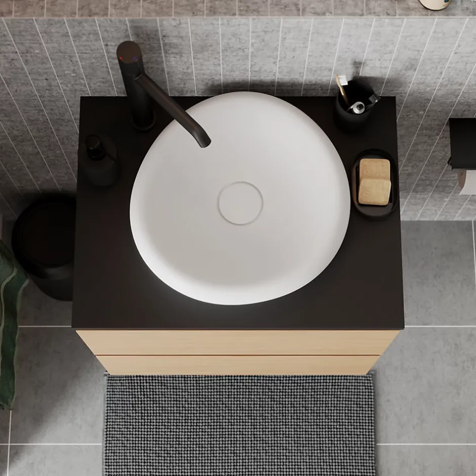 GoodHome Plan de toilette L.60 x l.45 x ép.18 cm noir mat Kentia