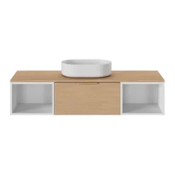 GoodHome Plan de toilette L.140 x l.45 x ép.1,8 cm effet chêne Kentia