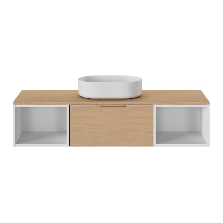 GoodHome Plan de toilette L.140 x l.45 x ép.1,8 cm effet chêne Kentia