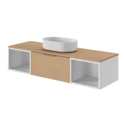 GoodHome Plan de toilette L.140 x l.45 x ép.1,8 cm effet chêne Kentia