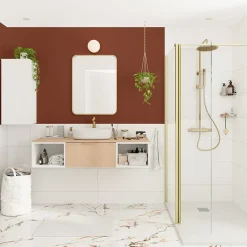 GoodHome Plan de toilette L.140 x l.45 x ép.1,8 cm effet chêne Kentia