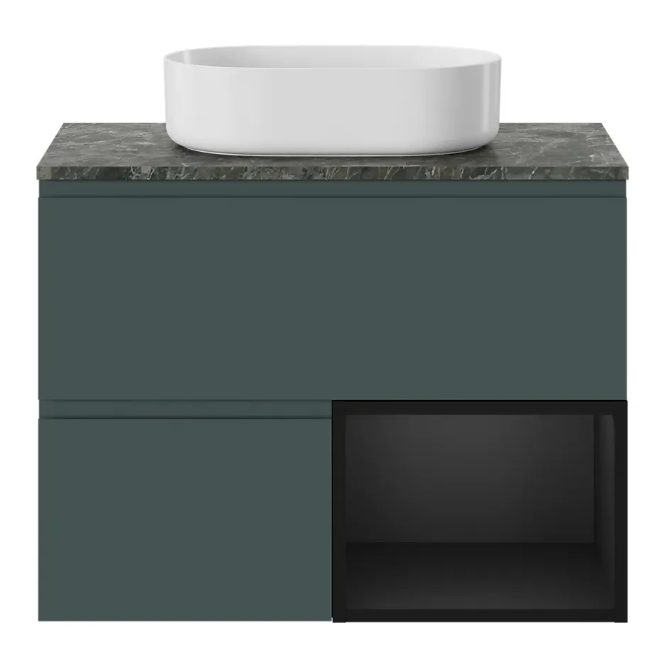 GoodHome Plan de toilette L.80 x l.45 x ép.2 cm effet marbre vert Cadélia* Plan De Travail Buanderie|Plan De Travail Salle De Bains