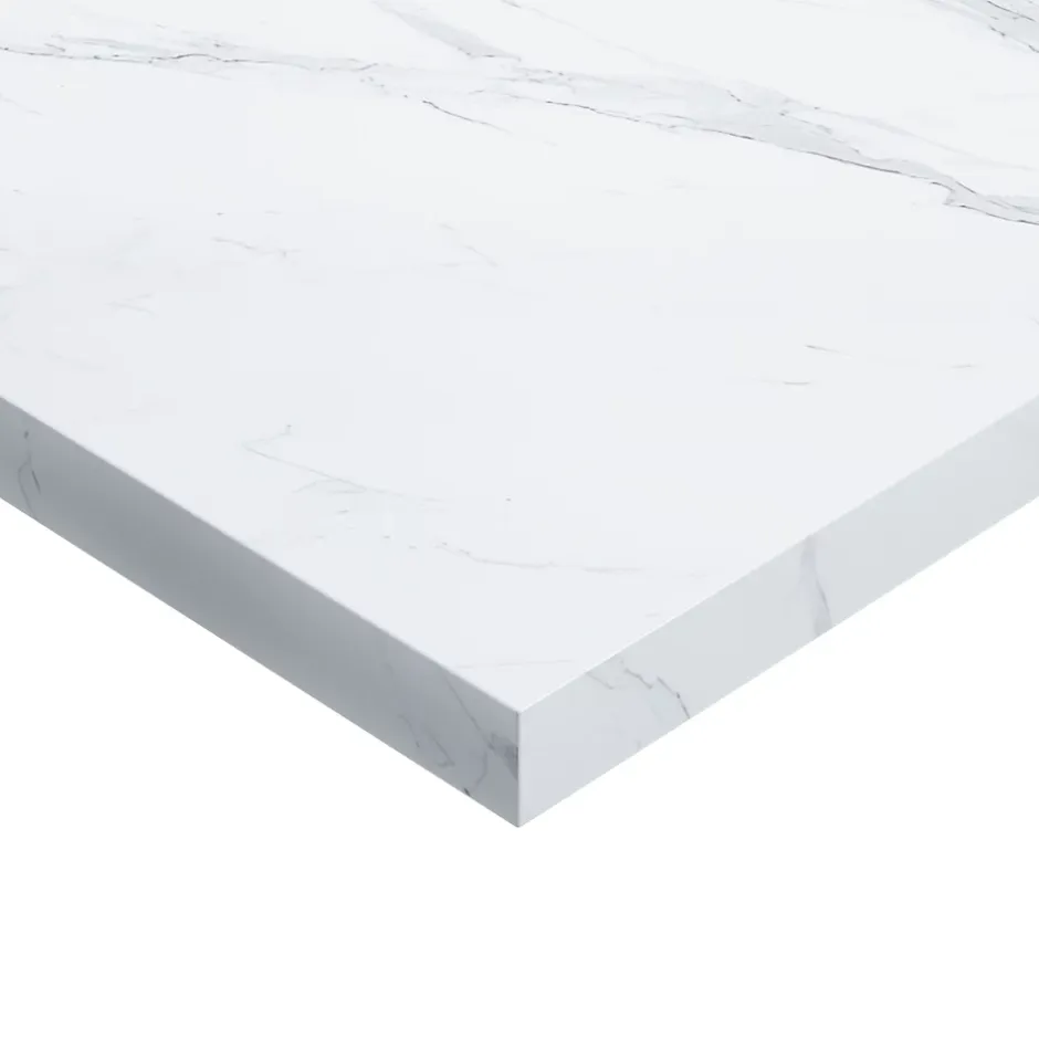 GoodHome Plan de toilette L.80 x l.45 x ép.2 cm, effet marbre blanc, Cadélia