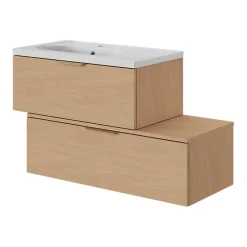 GoodHome Plan de toilette L.100 x l.45 x ép.18 cm effet chêne Kentia