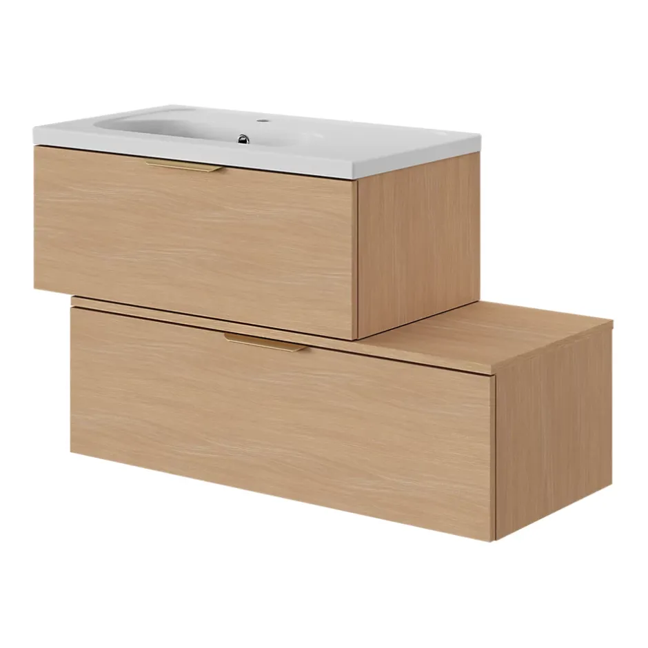 GoodHome Plan de toilette L.100 x l.45 x ép.18 cm effet chêne Kentia