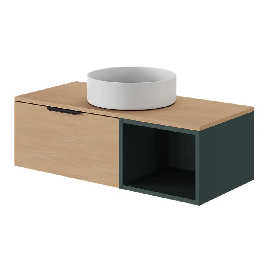 GoodHome Plan de toilette L.100 x l.45 x ép.18 cm effet chêne Kentia