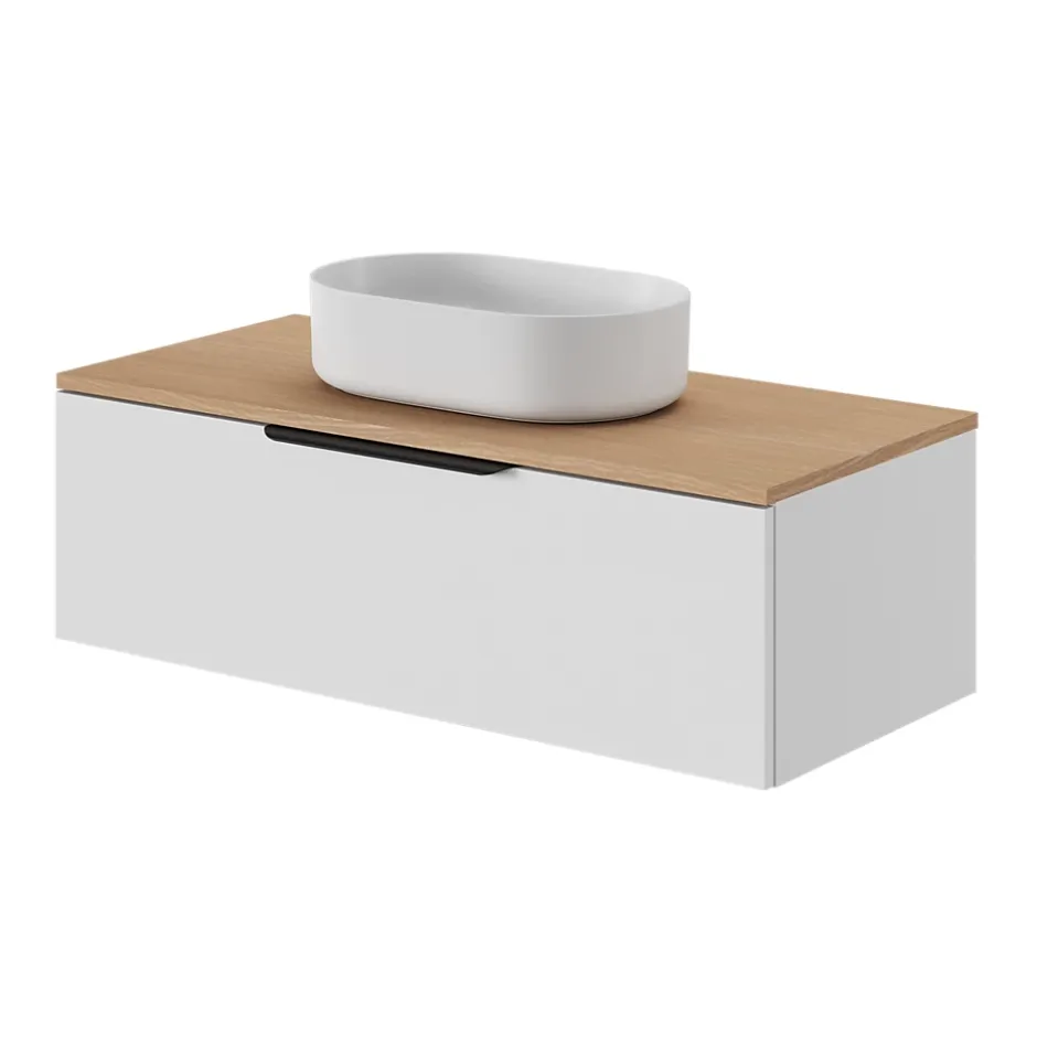 GoodHome Plan de toilette L.100 x l.45 x ép.18 cm effet chêne Kentia