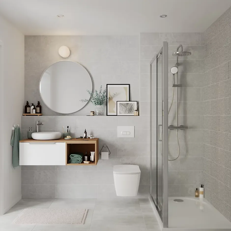 GoodHome Plan de toilette L.100 x l.45 x ép.18 cm effet chêne Kentia