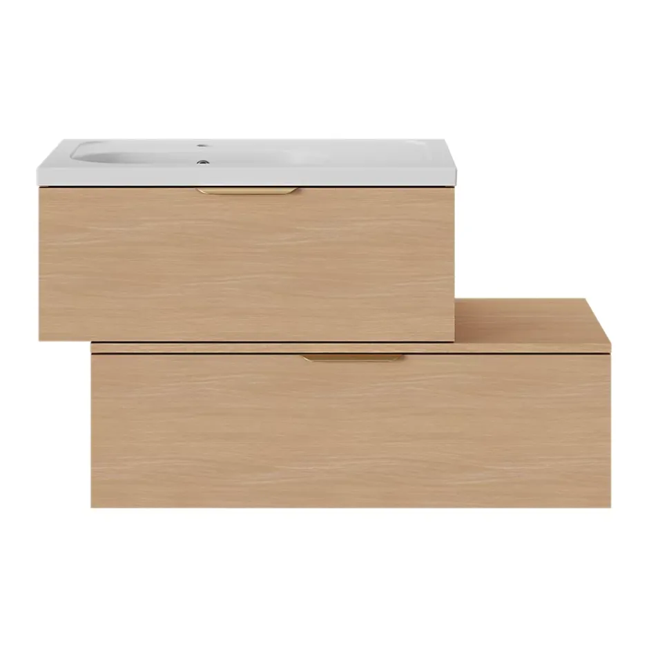 GoodHome Plan de toilette L.100 x l.45 x ép.18 cm effet chêne Kentia