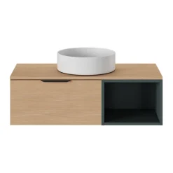 GoodHome Plan de toilette L.100 x l.45 x ép.18 cm effet chêne Kentia
