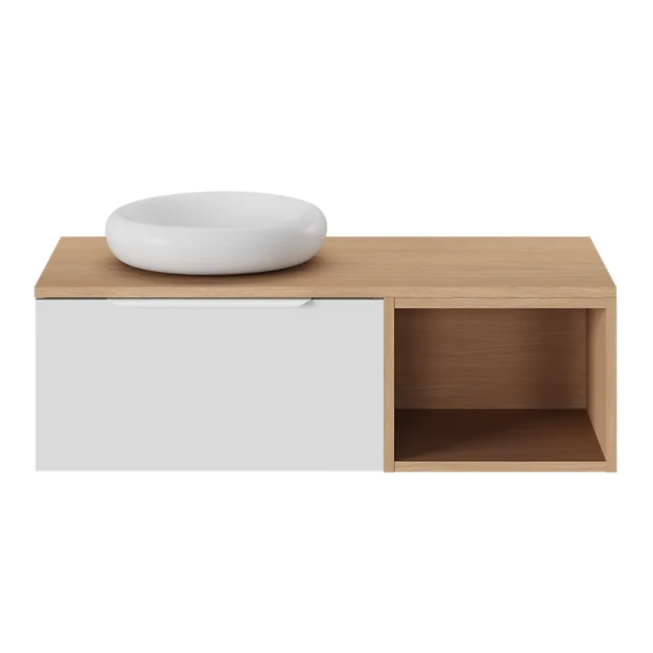 GoodHome Plan de toilette L.100 x l.45 x ép.18 cm effet chêne Kentia