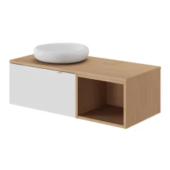GoodHome Plan de toilette L.100 x l.45 x ép.18 cm effet chêne Kentia