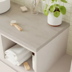 GoodHome Plan de toilette L.100 x l.45 x ép.1,8 cm, beige cachemire, Kentia* Plan De Travail Buanderie|Plan De Travail Salle De Bains