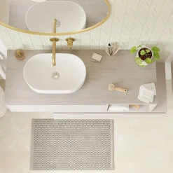 GoodHome Plan de toilette L.100 x l.45 x ép.1,8 cm, beige cachemire, Kentia* Plan De Travail Buanderie|Plan De Travail Salle De Bains