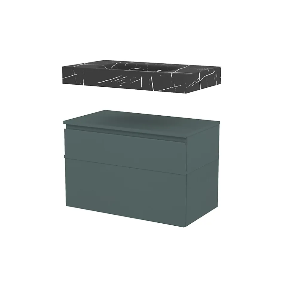 GoodHome Plan de toilette L.80 x l.45 x ép.18 cm vert forêt mat Kentia