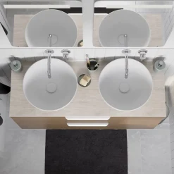 GoodHome Plan de toilette L.60 x l.45 x ép.2 cm, effet travertin, Cadélia* Plan De Travail Buanderie|Plan De Travail Salle De Bains