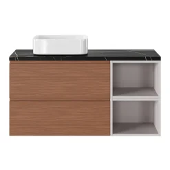 GoodHome Plan de toilette L.120 x l.45 x ép.2 cm effet marbre noir Cadélia