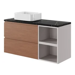 GoodHome Plan de toilette L.120 x l.45 x ép.2 cm effet marbre noir Cadélia