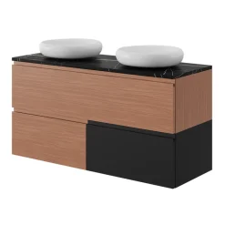 GoodHome Plan de toilette L.120 x l.45 x ép.2 cm effet marbre noir Cadélia