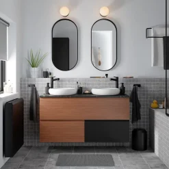GoodHome Plan de toilette L.120 x l.45 x ép.2 cm effet marbre noir Cadélia