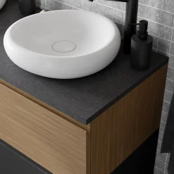 GoodHome Plan de toilette L.120 x l.45 x ép.2 cm effet marbre noir Cadélia