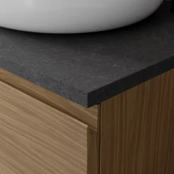 GoodHome Plan de toilette L.120 x l.45 x ép.2 cm effet marbre noir Cadélia