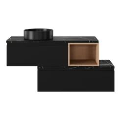 GoodHome Plan de toilette L.120 x l.45 x ép.2 cm effet marbre noir Cadélia
