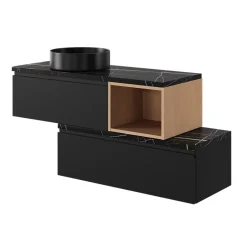 GoodHome Plan de toilette L.120 x l.45 x ép.2 cm effet marbre noir Cadélia
