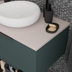 GoodHome Plan de toilette L.140 x l.45 x ép.1,8 cm beige cachemire Kentia