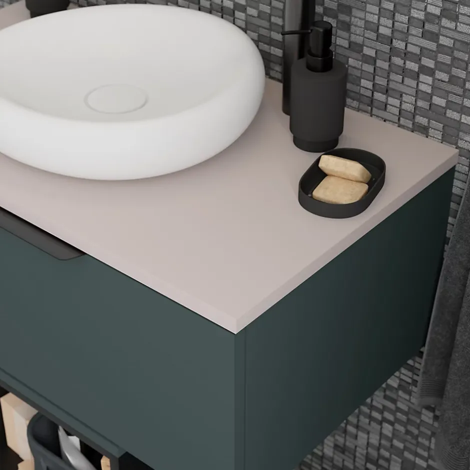 GoodHome Plan de toilette L.140 x l.45 x ép.1,8 cm beige cachemire Kentia