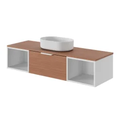 GoodHome Plan de toilette L.140 x l.45 x ép.1,8 cm effet noyer Kentia