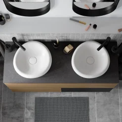GoodHome Plan de toilette L.120 x l.45 x ép.2 cm effet pierre noire Cadélia