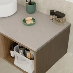 GoodHome Plan de toilette L.140 x l.45 x ép.2 cm effet granite gris Cadélia* Plan De Travail Buanderie|Plan De Travail Salle De Bains