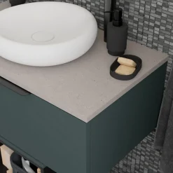 GoodHome Plan de toilette L.140 x l.45 x ép.18 cm vert forêt mat Kentia* Plan De Travail Buanderie|Plan De Travail Salle De Bains