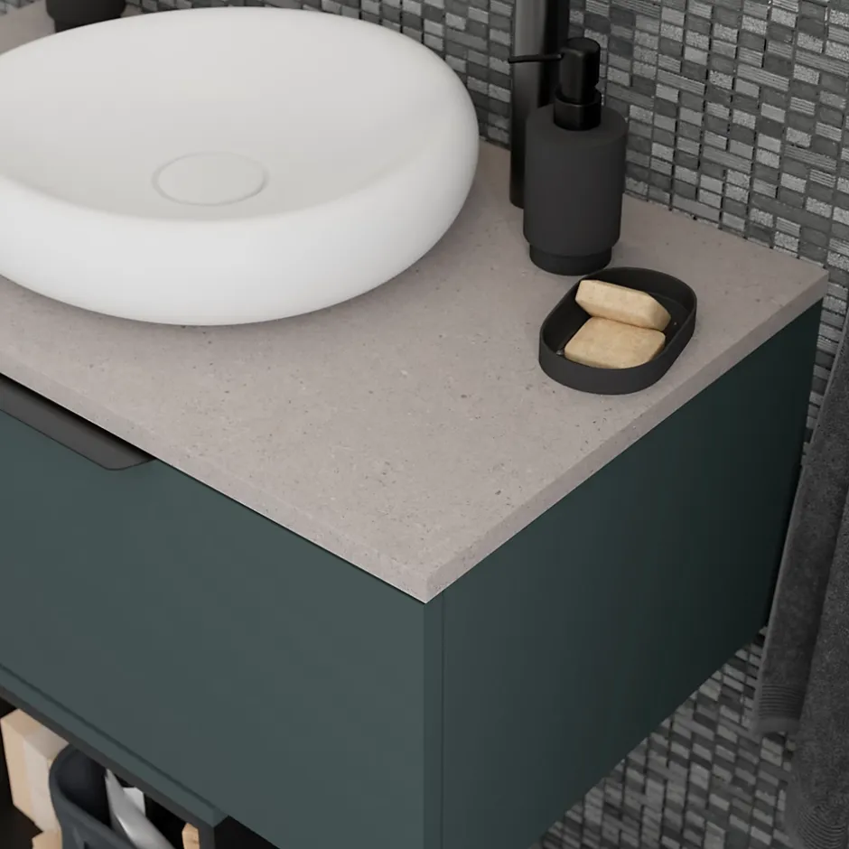 GoodHome Plan de toilette L.140 x l.45 x ép.18 cm vert forêt mat Kentia* Plan De Travail Buanderie|Plan De Travail Salle De Bains
