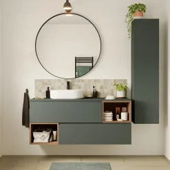 GoodHome Plan de toilette L.140 x l.45 x ép.18 cm vert forêt mat Kentia* Plan De Travail Buanderie|Plan De Travail Salle De Bains
