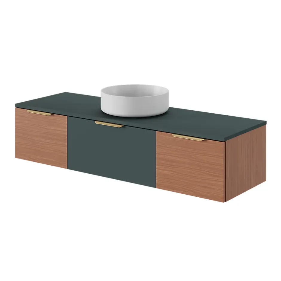 GoodHome Plan de toilette L.140 x l.45 x ép.18 cm vert forêt mat Kentia* Plan De Travail Buanderie|Plan De Travail Salle De Bains