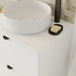 GoodHome Plan de toilette L.60 x l.45 x ép.1,8 cm, blanc mat, Kentia